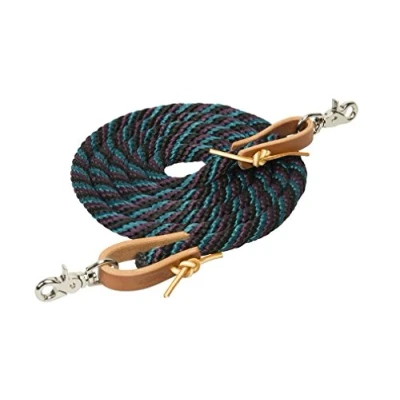 Image of Weaver Leather Poly Roper Rein, Black/Plum/Teal, 5/8&quot; x 8&#039;