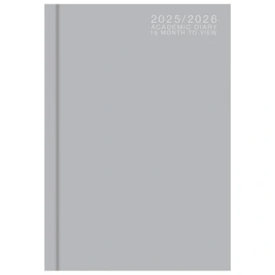 Image of 2025 2026 A5 Academic 18 Month Week to View Diary Hardback Planner with Textured Covers Organiser for Students &amp; Teachers (Grey)
