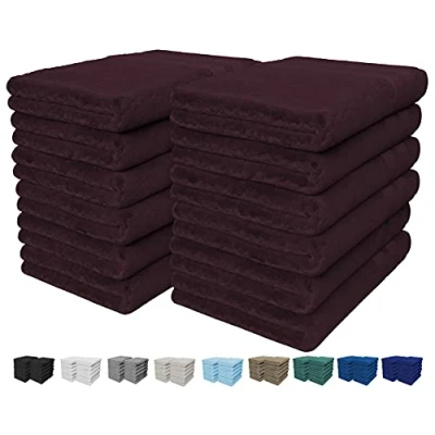 Image of Vozbi Face Towels Cotton Washcloths Set 30 x cm, 100% Ring Spun Cotton, Premium Quality Flannel Cloths, Highly Absorbent and Soft Feel Fingertip (12 Pack Purple)