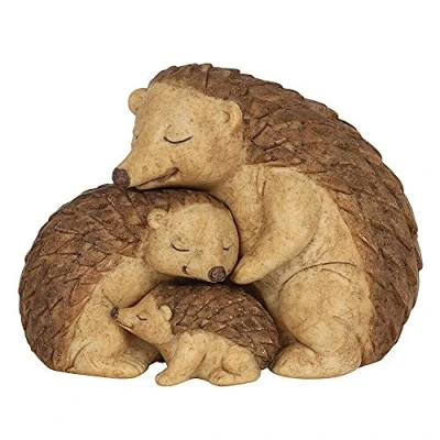 Image of Adorable Brown Resin Hedgehog Family Ornament 8cm x 11cm (1 Pc.) Charming Rustic Design, Durable Handcrafted Decor, Nature inspired Gift Ideal for Home Accessory