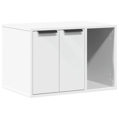 Image of ** vidaXL White Cat Litter Box Enclosure House Engineered Wood Side Table/Storage Cabinet 60 x 40 cm