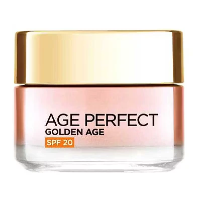 Image of L’Oréal Paris Age Perfect Golden Glowy Fortifying Rosy SPF 20 Day Cream 50+, Moisturise and Reactivates Radiance with UV Protection, Peony Native Cells, Calcium Vitamin B3, 50ml