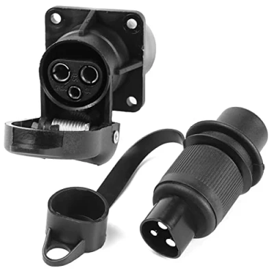Image of AGRISHOP 12 V 3 Pin Tractor Plug Socket,3Pin Plug,3Pin Socket For Tractor, 3Pin Wiring Connector Adapter Agricultural Machines Trailer Truck Van Towbar Towing