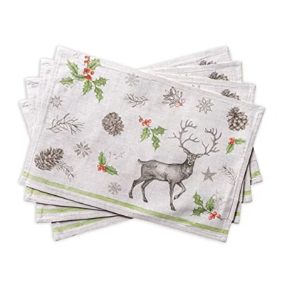 Image of Maison d&#039; Hermine Christmas Dew 100% Cotton Set of 4 Placemats for Dining Table Kitchen Wedding Everyday Use Dinner Parties Thanksgiving/Christmas (33cm x 48cm)