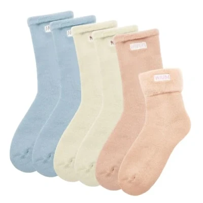 Image of TUONYIS 3 Pairs Womens Fluffy Socks, Thermal Ladies Brushed Socks for Casual Daily, Soft Warm Bed Comfortable Breathable Knitting Cold Evenings (3 Colors, One Size)