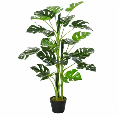 Image of Outsunny 100cm/3.3FT Artificial Monstera Tree Decorative Cheese Plant 21 Leaves with Nursery Pot, Fake Tropical Palm for Indoor Outdoor Décor