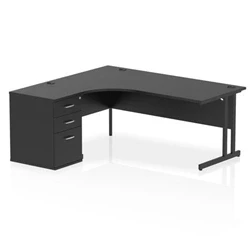 Image of Impulse 1800 LH Crescent Desk Black/Black Cantilever 600 High Ped