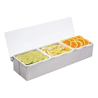 Image of Olympia K490 Condiment Sauce &amp; Garnish Storage Dispenser, 3 x 2 Pint Removable Quick Easy Clean Tubs, Stainless Steel Holder