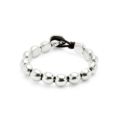 Image of Leather bracelet with small round beads