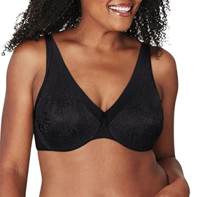 Image of PLAYTEX Women&#039;s Dreamwire Ultra Soft No Poke Underwire, Smooth Lace Bra, 4 Way Support, Opaque, Black, 40D