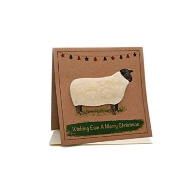 Image of Sheep (Wishing EWE A Mery Christmas) Greeting Christmas Card (Blank Inside)