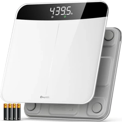 Image of Ovutek Scale for Body Weight, Highly Accurate 450lb Digital Bathroom Scales People, Automatic Weighing Machine Baby, Pet, Light Items, Large LED, Sturdy and Durable Base, White
