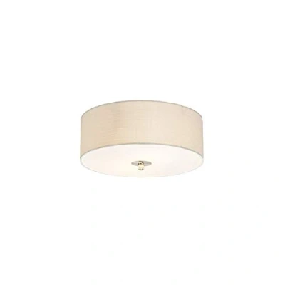 Image of Qazqa Country Ceiling Lamp I Flush Light 30cm Off White Drum Jute Modern Suitable for LED E27 2 Fabric Living Room Kitchen Bedroom