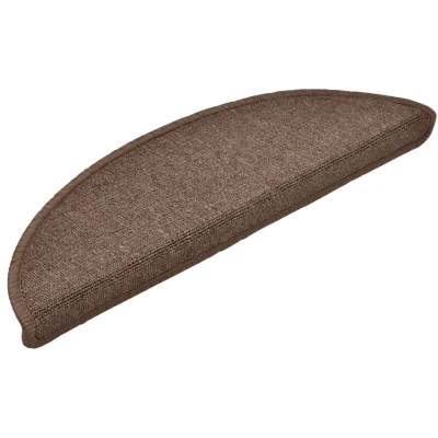 Image of vidaXL Coffee Brown Carpet Stair Treads 15 pieces Set Non Slip, Warm, Sound Dampening Washable &amp; Foldable 56x17x3 cm