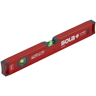 Image of SOLA LSX16 X PRO Aluminum Box Profile Spirit Level with 2 60% Magnified Vials, 16 Inch, Red