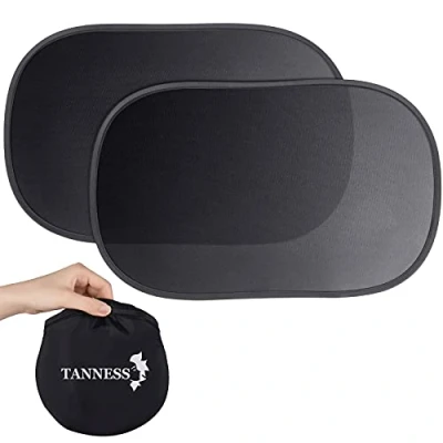 Image of Tanness 2 Pack Car Window Shades for Baby Sun Shade UV Rays Protection with Storage Bag Universal Fit Accessories Black