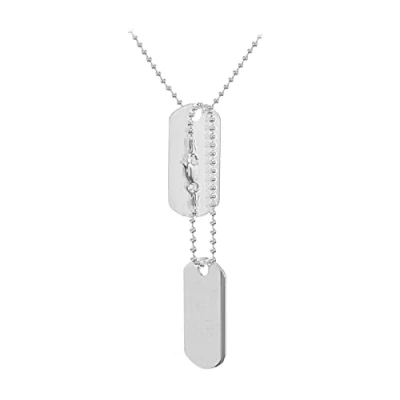 Image of Tuscany Silver Unisex Sterling Double Dog Tag Ball 2 mm Chain Necklace of Length 51 cm/20 Inch