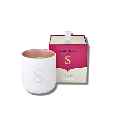 Image of Sanctuary Spa Ruby Oud Candle Sweet Amber and Scented Ceramic Candle, 260 g Natural Shea Wax 45 Hour Burn Time with Gift Box