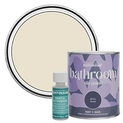 Image of Rust Oleum Beige Water Resistant Bathroom Tile Paint in Gloss Finish Longsands 750ml