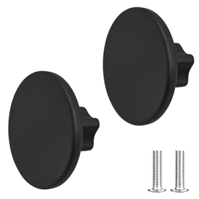 Image of Decoranddecor Vesta 40mm Round Kitchen Cabinet Furniture Knob Zinc Alloy (2 Pack, Matt Black)