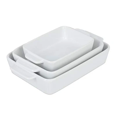Image of Relaxdays Set of Casserole Dishes 3 Sizes, Rectangular, Lasagna, Roast, Tiramisu, Ceramic Oven Form, Dishwasher Safe, 6 x 32 20 cm