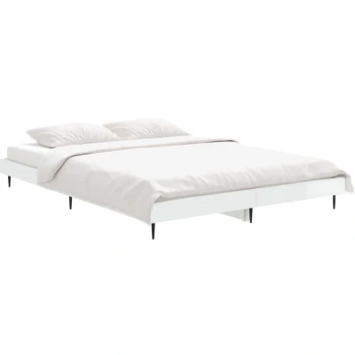Image of vidaXL Bed Frame without Mattress High Gloss White 140x190 cm