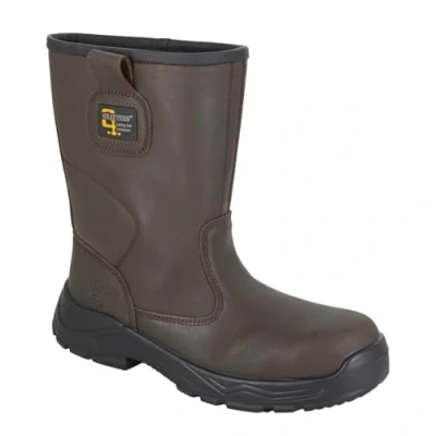 Image of MENS GRAFTERS WATERPROOF BROWN LEATHER SAFETY RIGGER BOOTS SIZE UK6/EU40 M560B