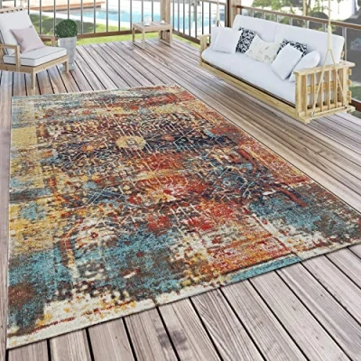 Image of Paco Home Indoor &amp; Outdoor Rug Modern Nomadic Design Terrace Weatherproof Colourful, Size:160x220 cm