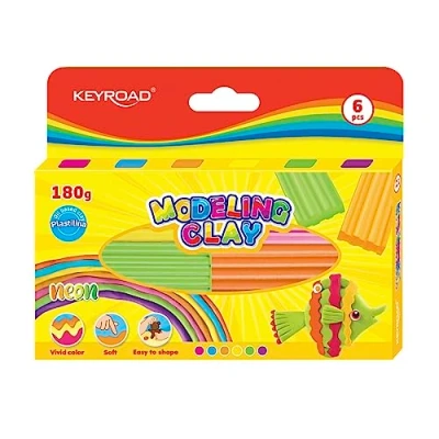 Image of Keyroad KR972526 Modelling Clay Plasticine Neon / 6 Pieces of 30 g/for Children/Colour Mix
