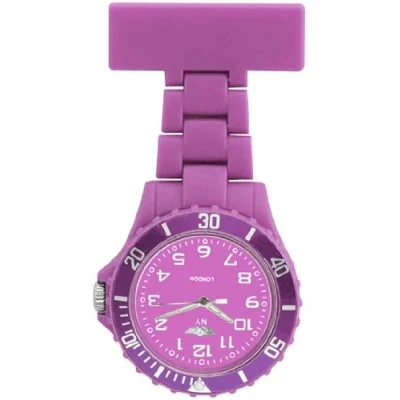 Image of Prince London NY New York rubberised plastic nurses fob watch with pin Light Purple