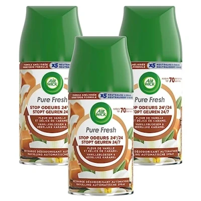 Image of Air WICK Freshmatic Refill Fresheners Pack of 6 Vanilla &amp; Caramel 250 ml