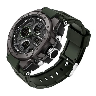 Image of AIMES Mens Watches Sports Outdoor Waterproof Military Watch for Men Tactical Analog Digital Date Alarm Stopwatch Multi Function Tactics Big Face Wristwatch Men, blue 3169, Sport Casual