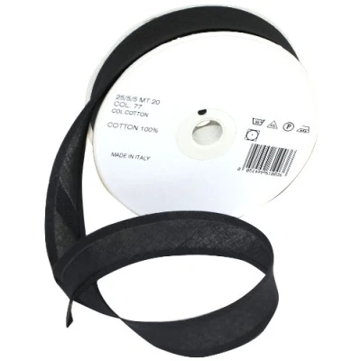 Image of Inastri 25/5/5 mm Cotton Bias Binding, Charcoal