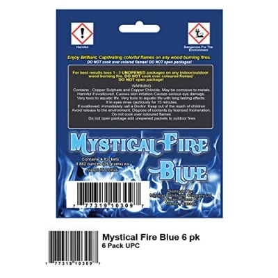 Image of Mystical Fire Blue Flame Colorant Vibrant Long Lasting Pulsating Color Changer for Indoor or Outdoor Use 25 gram Packets 6 Pack