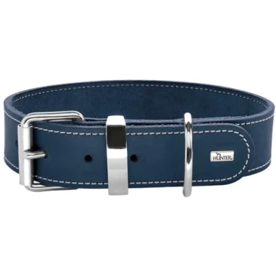 Image of HUNTER AALBORG SPECIAL Dog Collar, Leather, Durable, Comfortable, 45 (S), Dark Blue