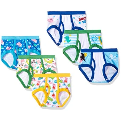 Image of Peppa Pig Boys&#039; Amazon Exclusive Toddler Potty Training Pants That Includes Stickers &amp; Tracking Chart Underwear, 7 Pack 100% Combed Cotton Brief, 4 Years (Pack of 7)