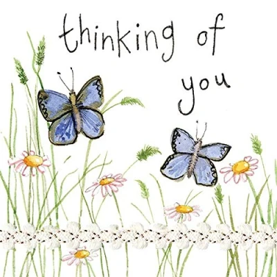 Image of Alex Clark Thinking of You Butterflies Small Card Sympathy Get Well Soon For Freind or Family Designed and Printed in UK