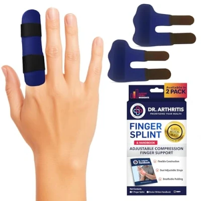 Image of Doctor Developed Trigger Finger Splint for Arthritis &amp; Injury Recovery, Grip Support Straightener Tool, Broken that Fits Index, Middle, Ring, Pinky Joints (Navy Blue, S/M 2 Pack)