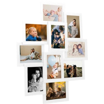 Image of vidaXL Collage Photo Frame for 10x(13x18 cm) Picture White MDF