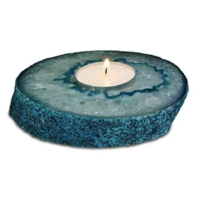 Image of Agate Tea Light Candle Holder Lights Included! (Green)