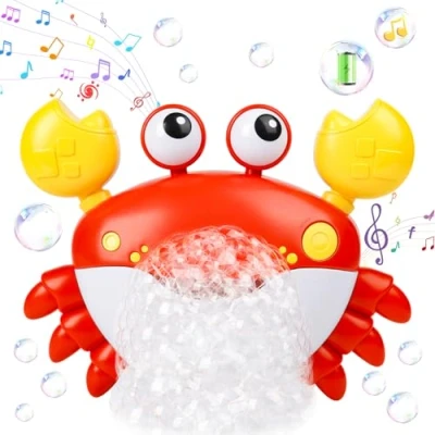 Image of JoiTale Baby Bath Toys, Rechargeable Bubble Machine with 12 Songs, Automatic Crab Maker Toy for Toddler, Sensory Shower 1 6 Year Olds, Fun Bathtub Toys Gift Boys Girls