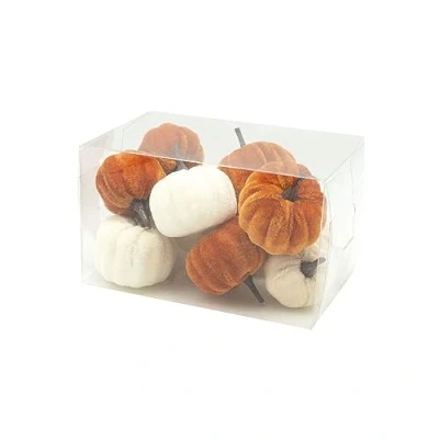 Image of Heaven Sends Set of 12 Cream and Orange Velvet Pumpkin Halloween Decorations