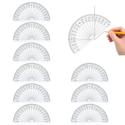 Image of FUZVOL 10PCS Plastic Protractors 180 Degree Protractor for Students Teachers Office School Drafting and Measuring Math Tool Angle Measurement with Semicircle