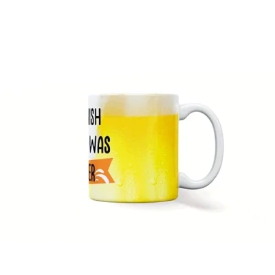 Image of forefrontdesigns Personalised &#039;i Wish This was Beer&#039; Funny Spoof Coffee/Tea Mug, Printed Photo Text customised, Birthday, Gift, 11oz, Any Wording, Coffee, Tea