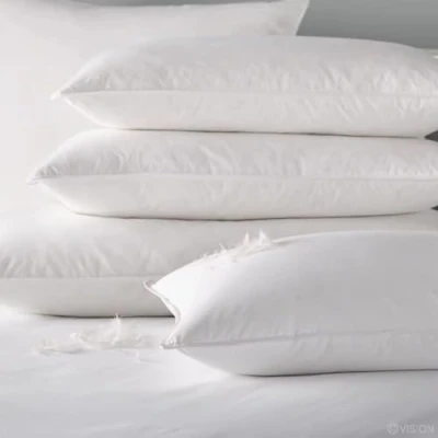 Image of Casabella Pillows 4 Pack Goose Feather &amp; Down Prime Quality Neck Pillow, Back Support 100% Cotton Shell, Hypoallergenic, Hotel Pillows, Medium Soft Firmness (48x74cm)