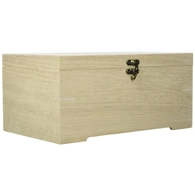 Image of Rayher 62196000 Wooden Chest with Organiser Tray, DIY Keepsake Box Lid, Plain Wood 28 x 18 13.5 cm