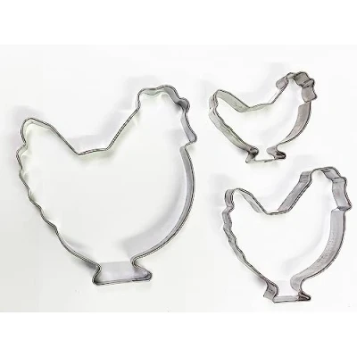 Image of Selecto Bake 3 Pieces of Farm Chicken Cutters Set Stainless Steel Cookie Stamps Sandwich Cutter Fondant Cake Mould Biscuit Press