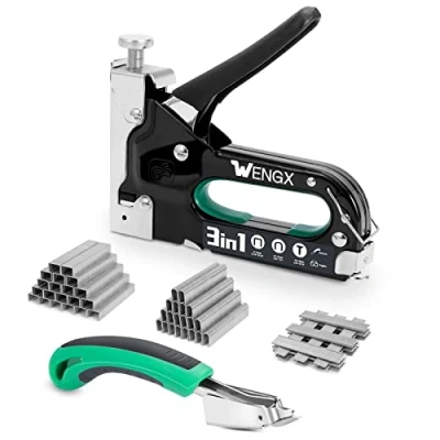 Image of Upholstery Staple Gun with 3000 Staples and 1 Remover,3 in Stapler Heavy Duty, Manual Nailer Power Adjustment for Wood, Upholstery, Carpentry, Decoration, DIY