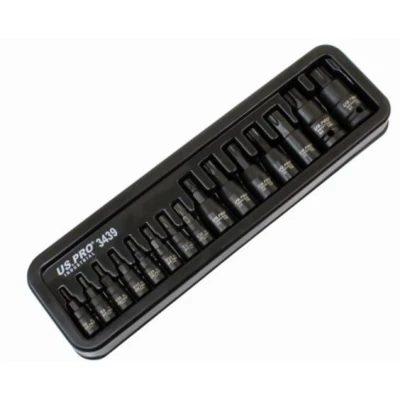 Image of 15pc Impact Torx Bit Socket Set 1/4 3/8 1/2 T6 T70 TRX Star US Pro Industrial