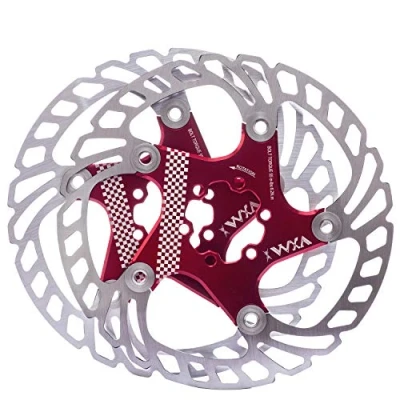 Image of YBEKI Bike disc Brake Rotor 140mm 160mm 180mm 203mm Heat Dissipation with 6 Bolts for Road Mountain MTB BMX Stainless Steel Bicycle (red, 160mm)